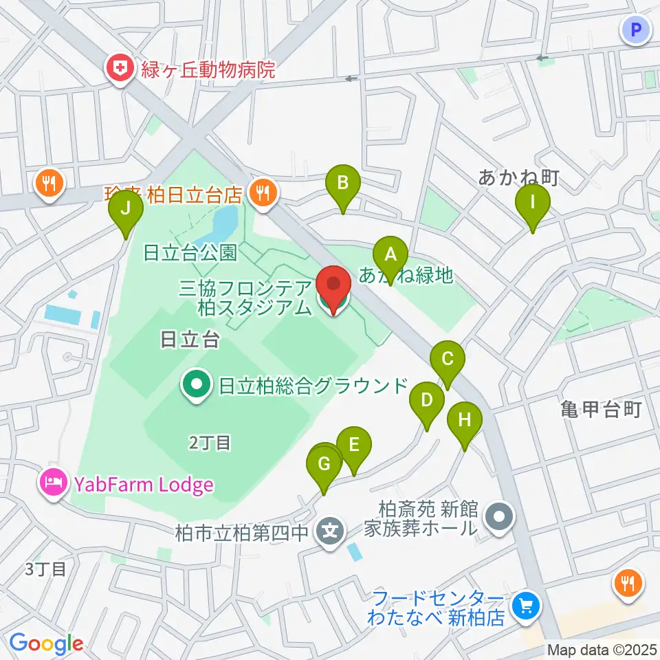 三協フロンテア柏スタジアム周辺の駐車場・コインパーキング一覧地図