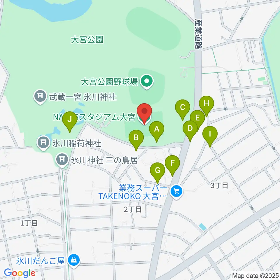 ナックファイブスタジアム大宮周辺の駐車場・コインパーキング一覧地図