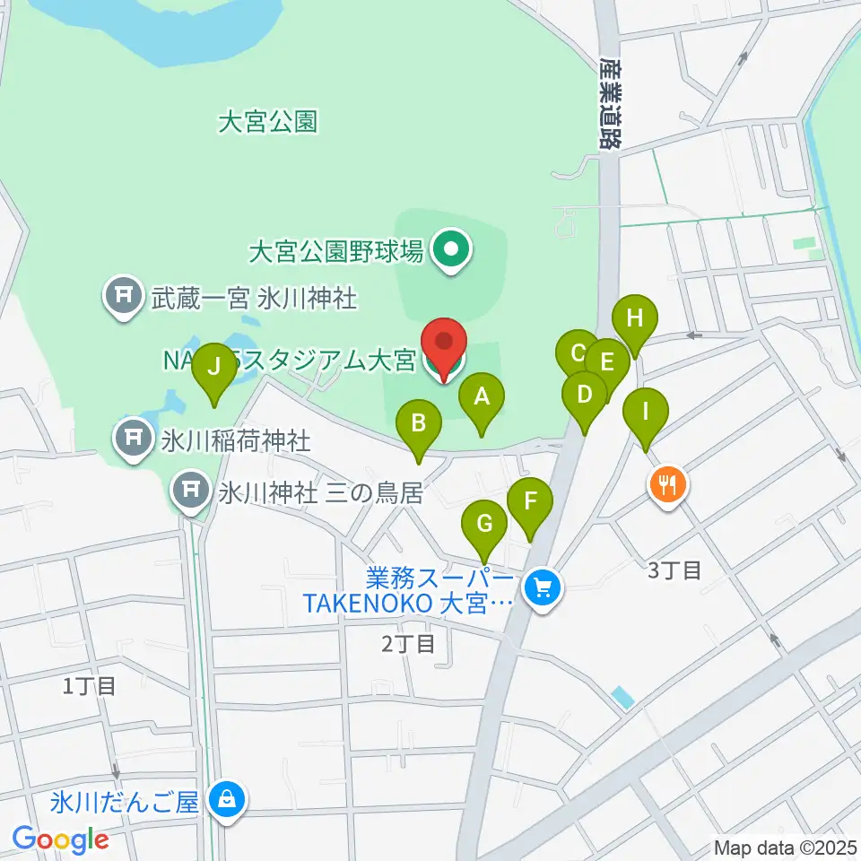 ナックファイブスタジアム大宮周辺の駐車場・コインパーキング一覧地図