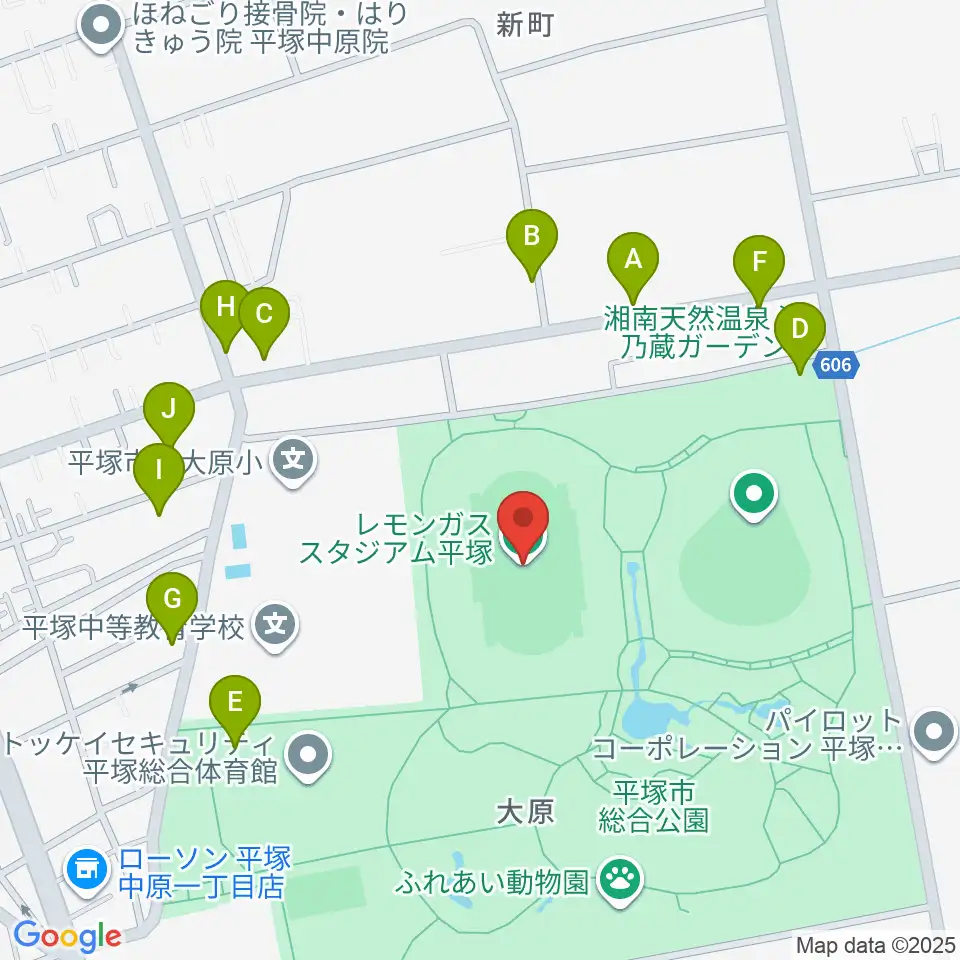 レモンガススタジアム平塚周辺の駐車場・コインパーキング一覧地図