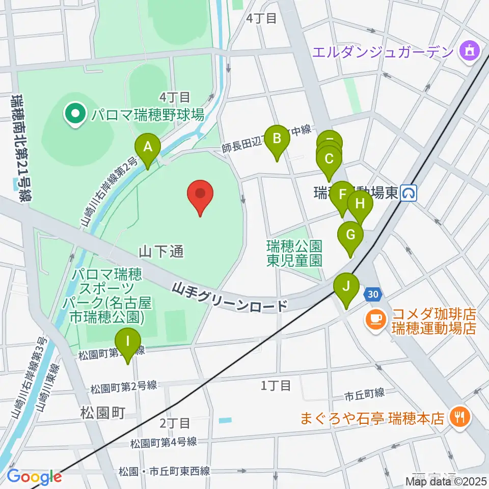 パロマ瑞穂スタジアム周辺の駐車場・コインパーキング一覧地図