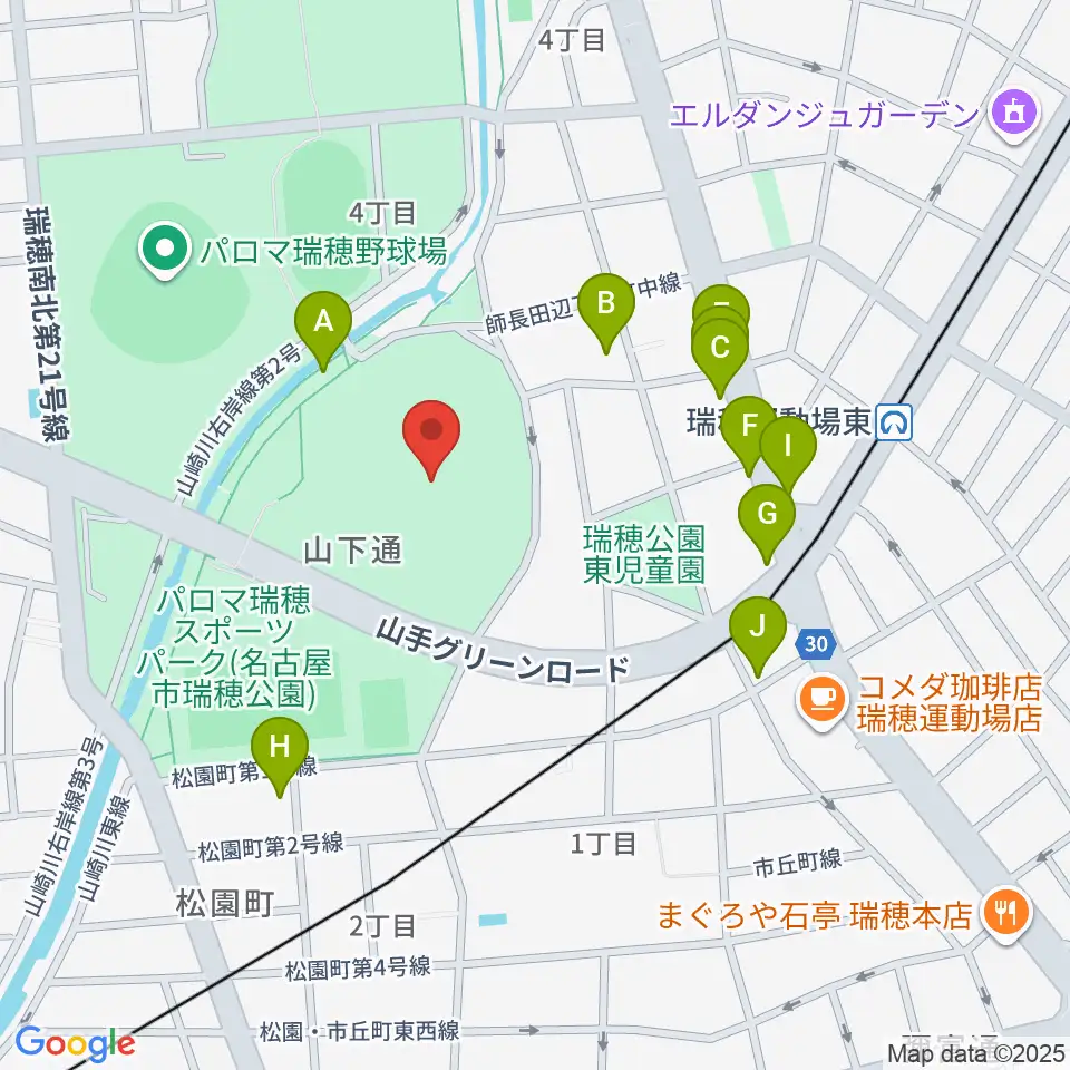 パロマ瑞穂スタジアム周辺の駐車場・コインパーキング一覧地図
