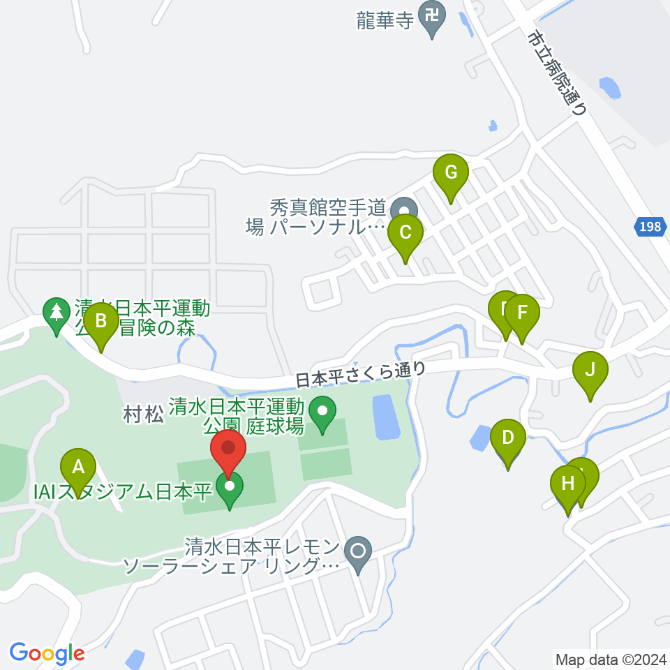 IAIスタジアム日本平周辺の駐車場・コインパーキング一覧地図