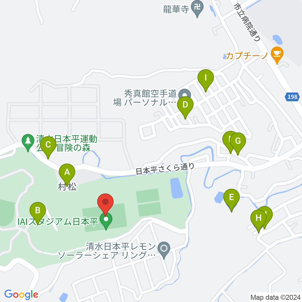 IAIスタジアム日本平周辺の駐車場・コインパーキング一覧地図