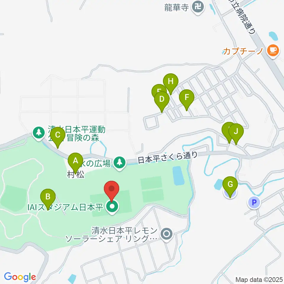 IAIスタジアム日本平周辺の駐車場・コインパーキング一覧地図