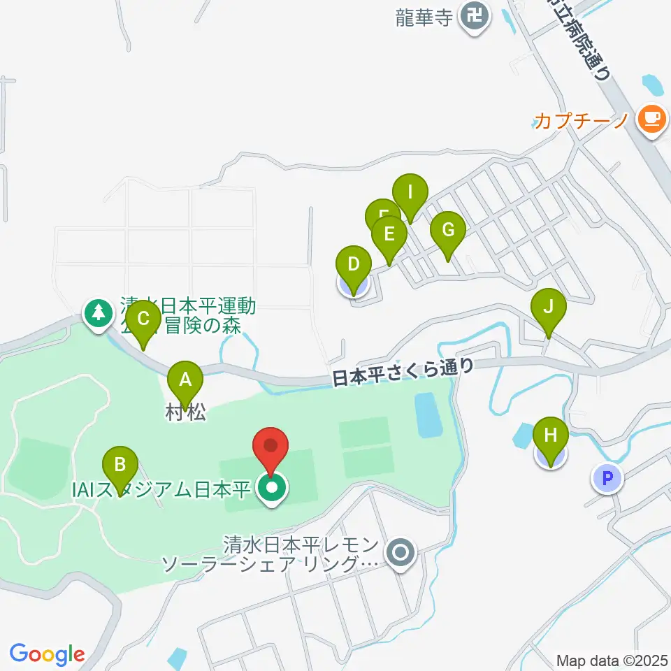 IAIスタジアム日本平周辺の駐車場・コインパーキング一覧地図