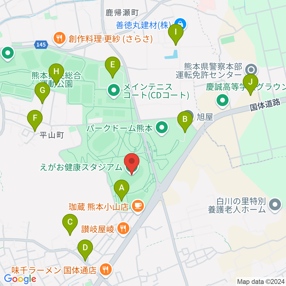 えがお健康スタジアム周辺の駐車場・コインパーキング一覧地図