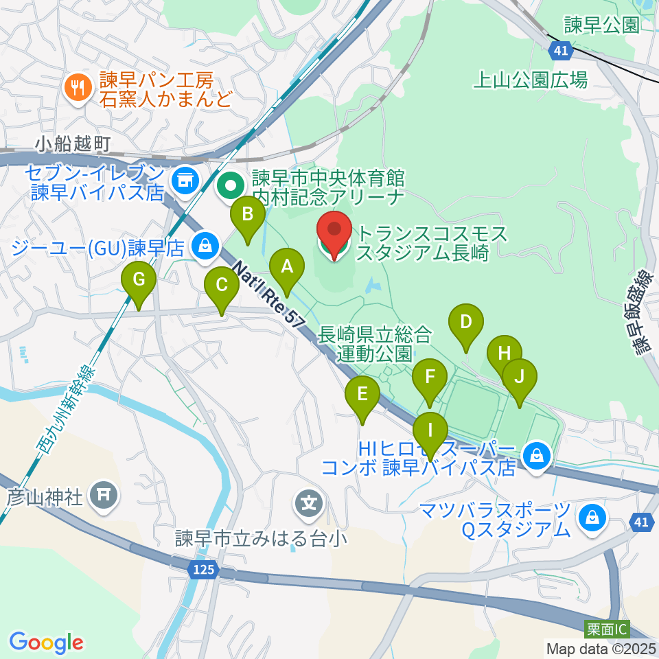 トランスコスモススタジアム長崎周辺の駐車場・コインパーキング一覧地図