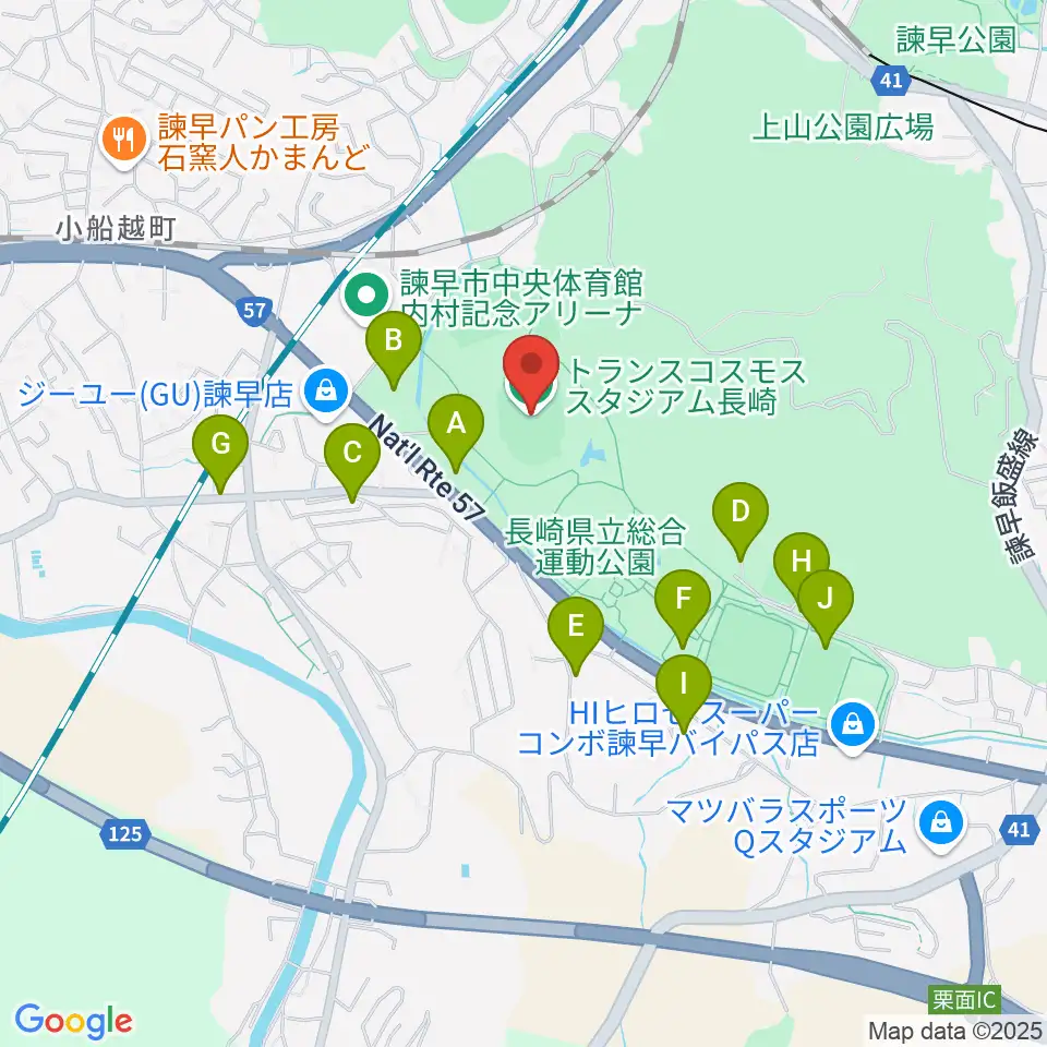 トランスコスモススタジアム長崎周辺の駐車場・コインパーキング一覧地図
