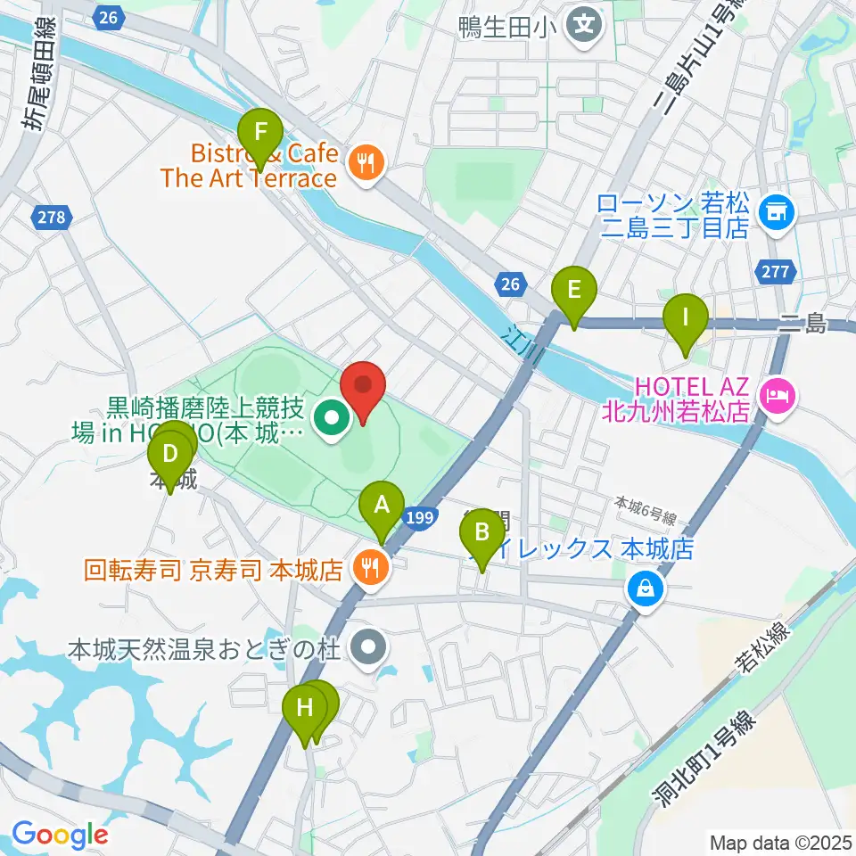 黒崎播磨陸上競技場inHONJO周辺の駐車場・コインパーキング一覧地図
