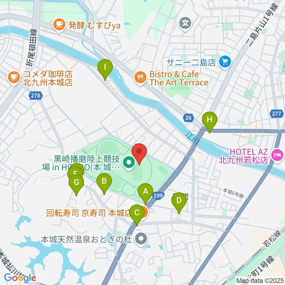 黒崎播磨陸上競技場inHONJO周辺の駐車場・コインパーキング一覧地図