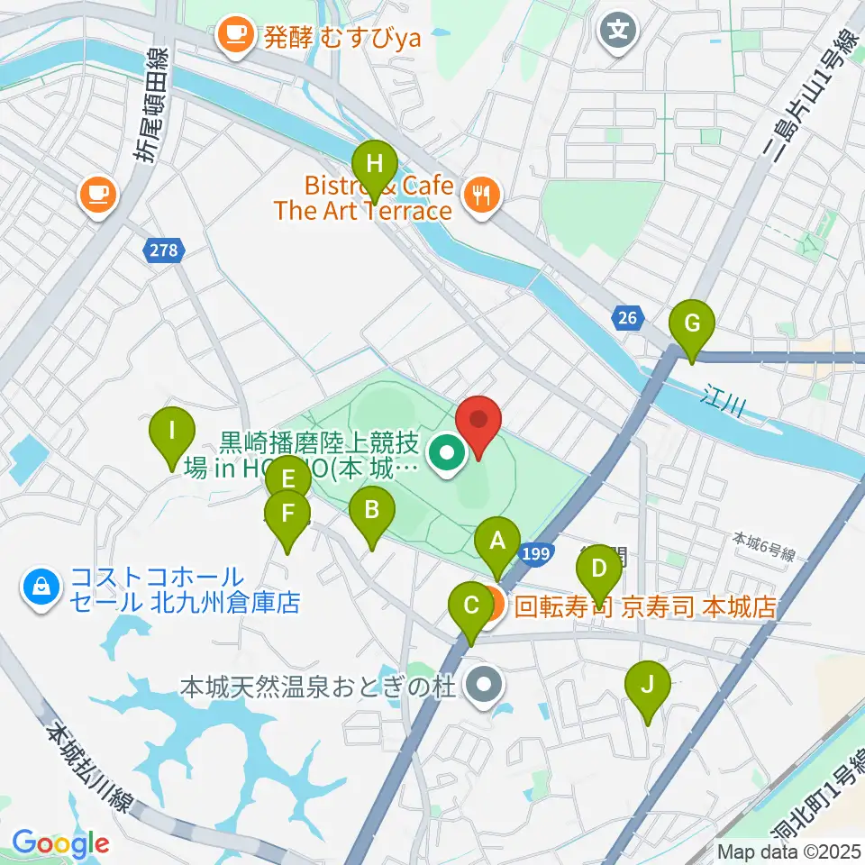 黒崎播磨陸上競技場inHONJO周辺の駐車場・コインパーキング一覧地図