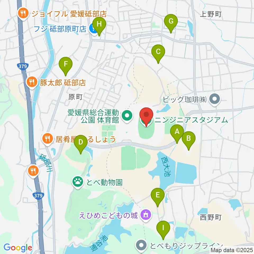 ニンジニアスタジアム周辺の駐車場・コインパーキング一覧地図