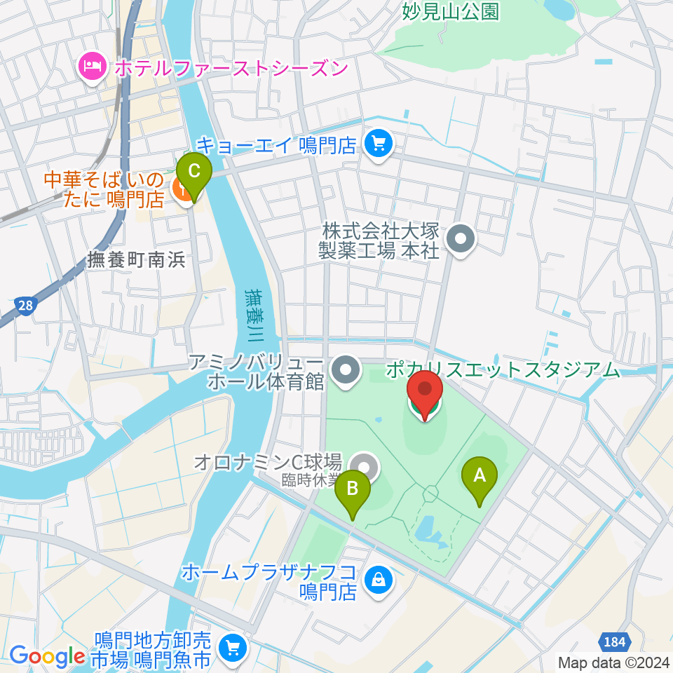 ポカリスエットスタジアム周辺の駐車場・コインパーキング一覧地図