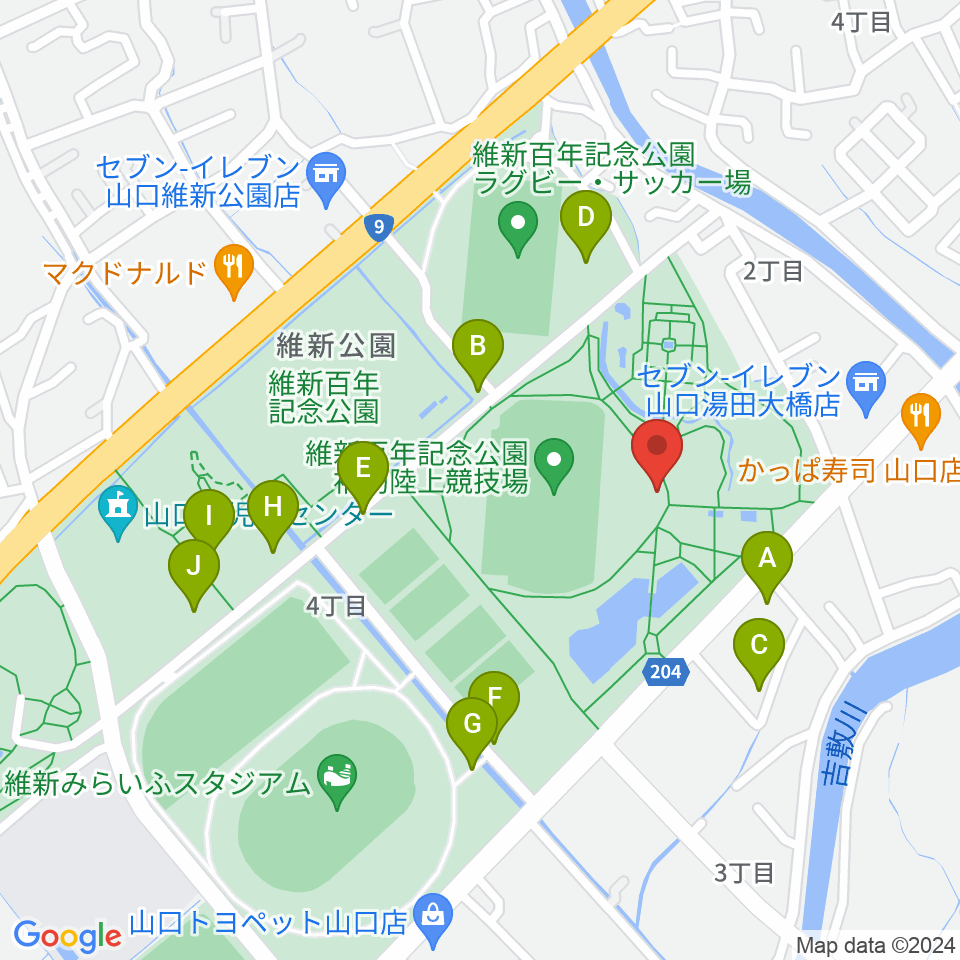 維新百年記念公園野外音楽堂 ビッグシェル周辺の駐車場・コインパーキング一覧地図