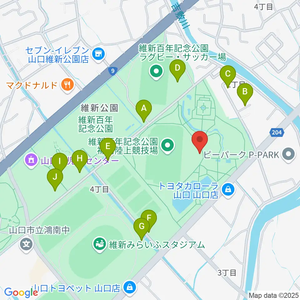 維新百年記念公園野外音楽堂 ビッグシェル周辺の駐車場・コインパーキング一覧地図