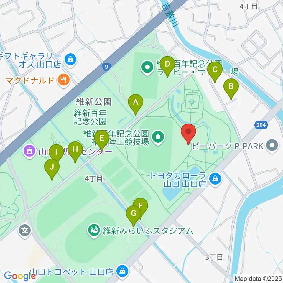 維新百年記念公園野外音楽堂 ビッグシェル周辺の駐車場・コインパーキング一覧地図