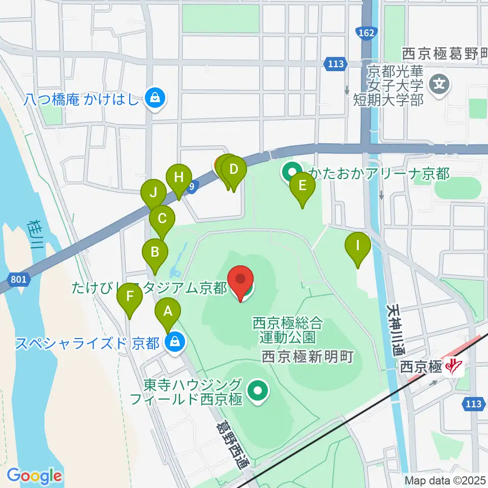 たけびしスタジアム京都周辺の駐車場・コインパーキング一覧地図