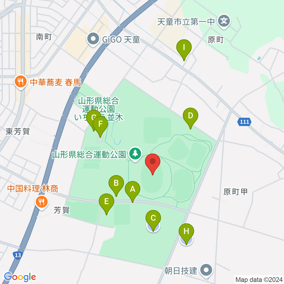 NDソフトスタジアム山形周辺の駐車場・コインパーキング一覧地図