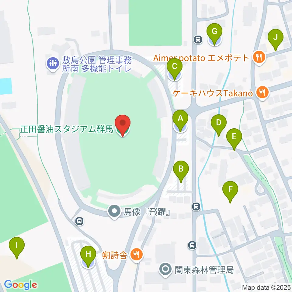 正田醤油スタジアム群馬周辺の駐車場・コインパーキング一覧地図