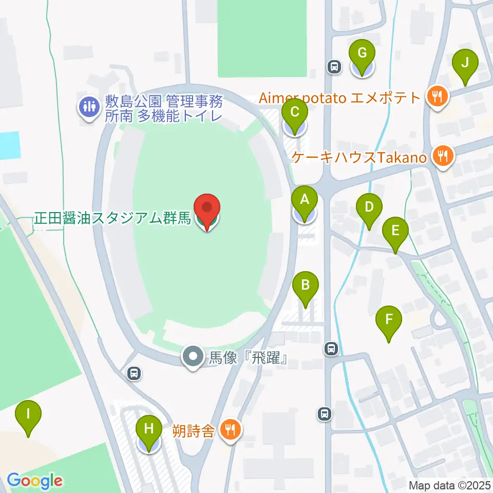 正田醤油スタジアム群馬周辺の駐車場・コインパーキング一覧地図