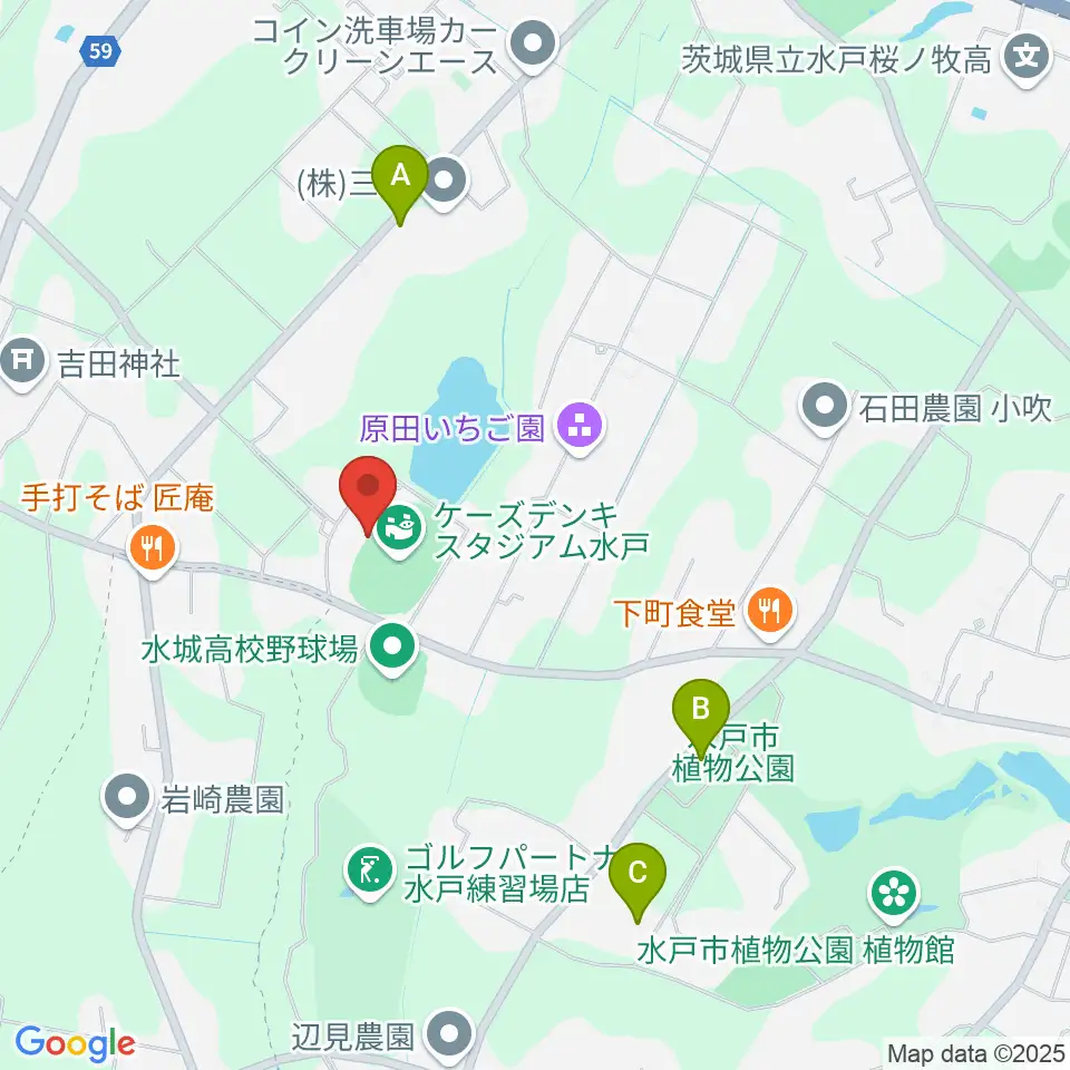 ケーズデンキスタジアム水戸周辺の駐車場・コインパーキング一覧地図