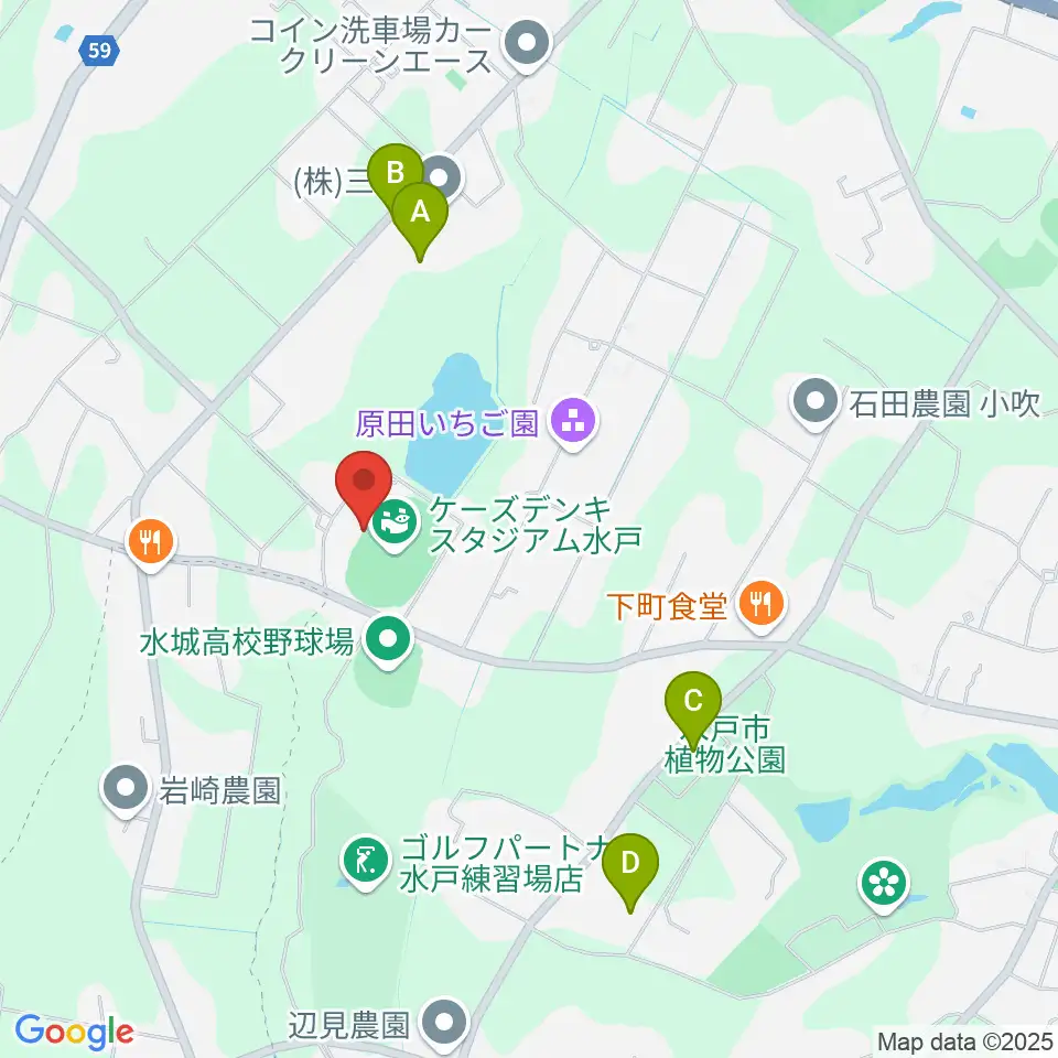 ケーズデンキスタジアム水戸周辺の駐車場・コインパーキング一覧地図