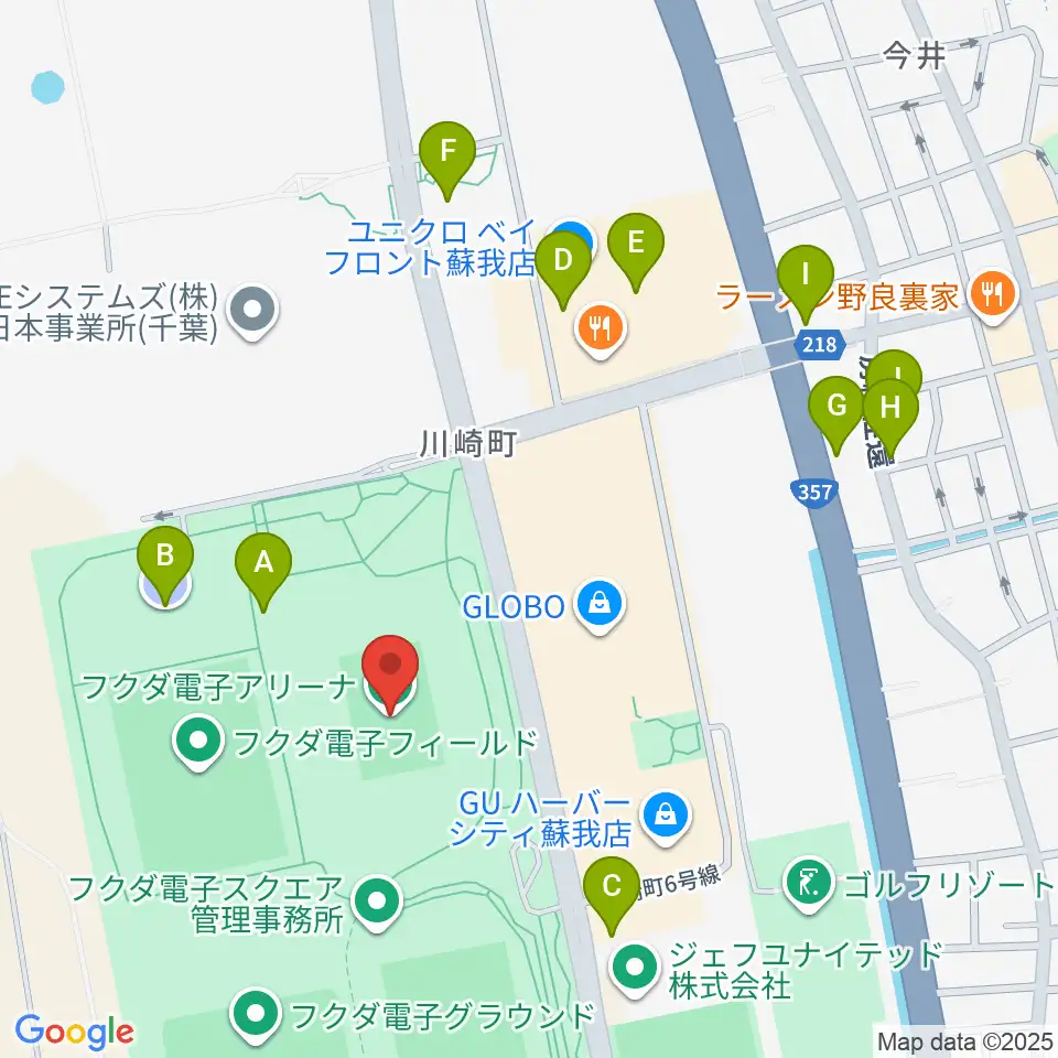 フクダ電子アリーナ周辺の駐車場・コインパーキング一覧地図