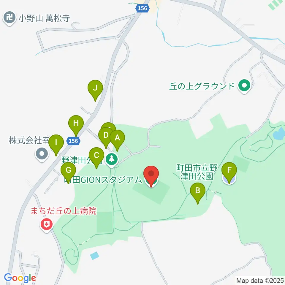 町田GIONスタジアム周辺の駐車場・コインパーキング一覧地図