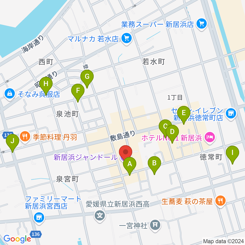 新居浜ジャンドール周辺の駐車場・コインパーキング一覧地図