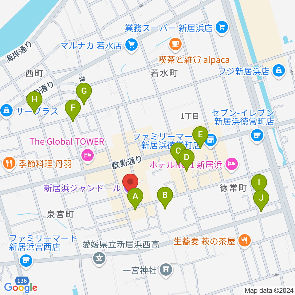 新居浜ジャンドール周辺の駐車場・コインパーキング一覧地図