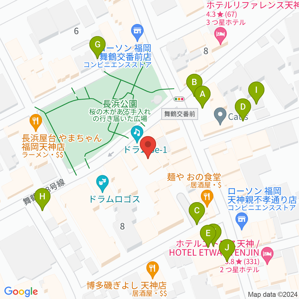 福岡DRUM Be-1周辺の駐車場・コインパーキング一覧地図