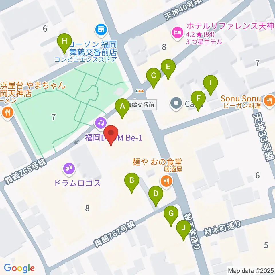 福岡DRUM Be-1周辺の駐車場・コインパーキング一覧地図