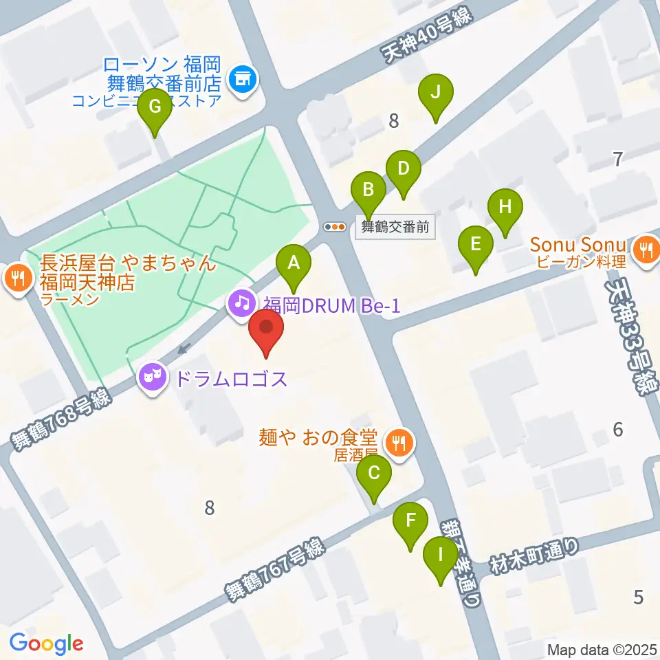 福岡DRUM Be-1周辺の駐車場・コインパーキング一覧地図