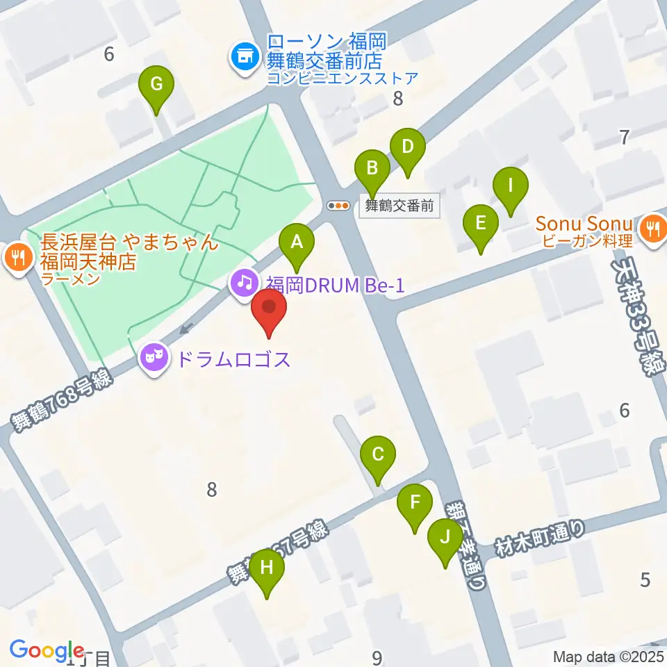 福岡DRUM Be-1周辺の駐車場・コインパーキング一覧地図