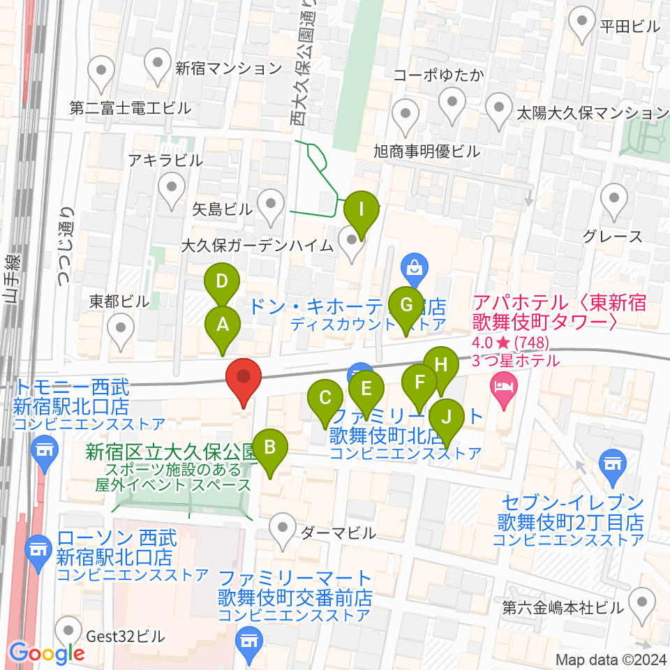新宿SAMURAI周辺の駐車場・コインパーキング一覧地図