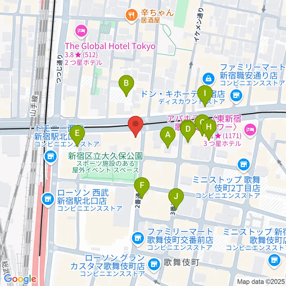 新宿SAMURAI周辺の駐車場・コインパーキング一覧地図