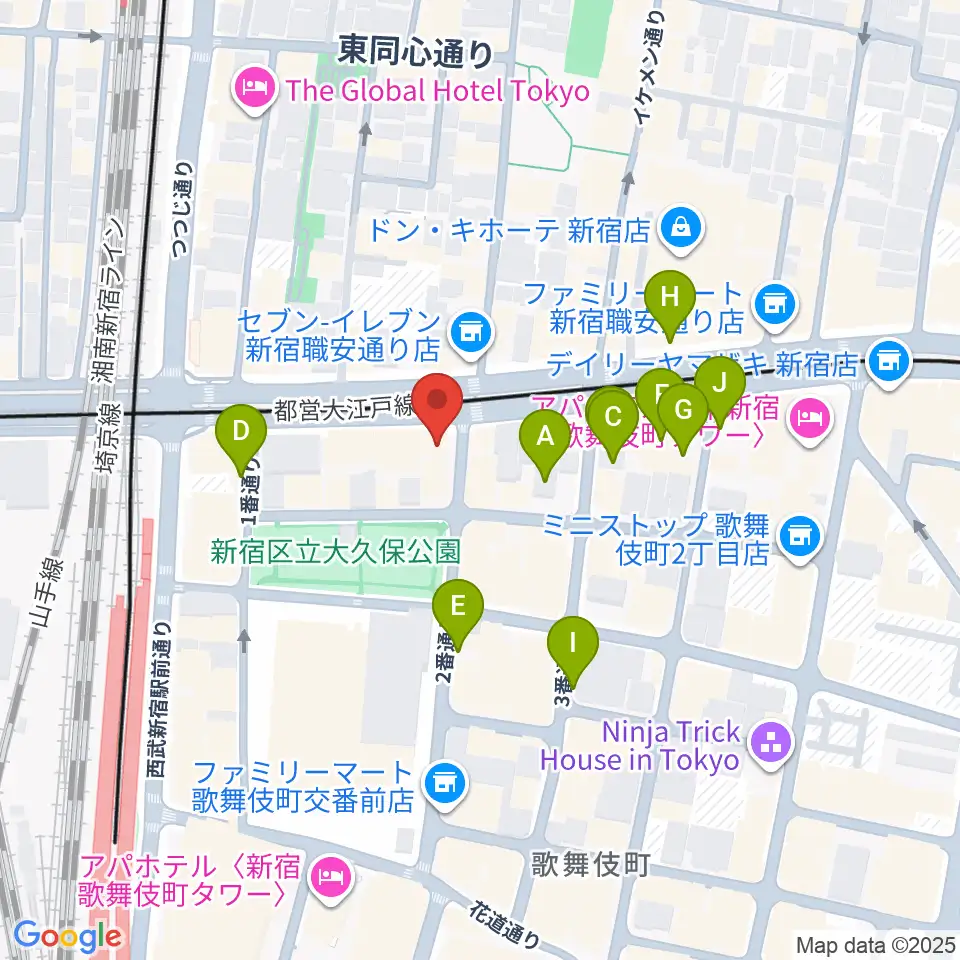 新宿SAMURAI周辺の駐車場・コインパーキング一覧地図