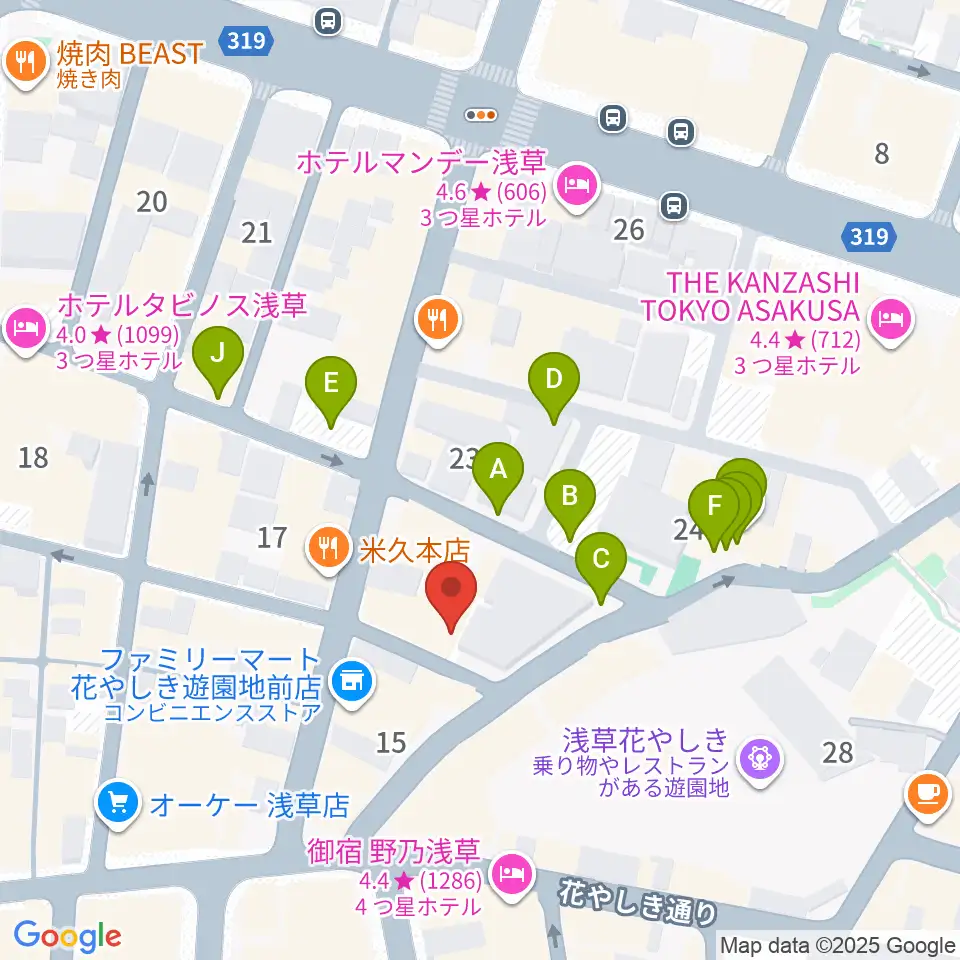 浅草九劇（アサクサキュウゲキ）周辺の駐車場・コインパーキング一覧地図