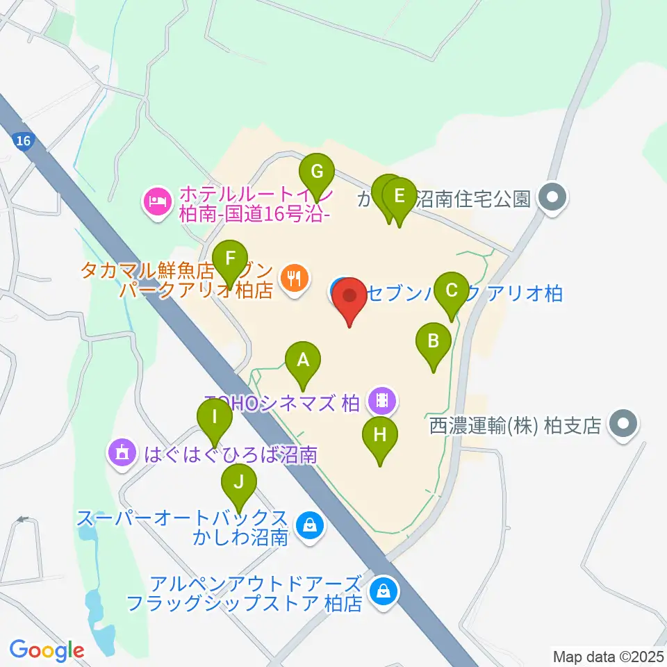 島村楽器セブンパークアリオ柏店周辺の駐車場・コインパーキング一覧地図