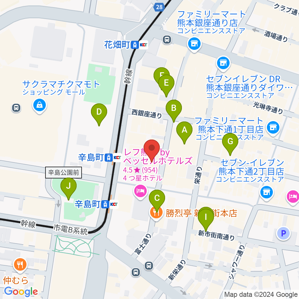 熊本ジャンゴ周辺の駐車場・コインパーキング一覧地図