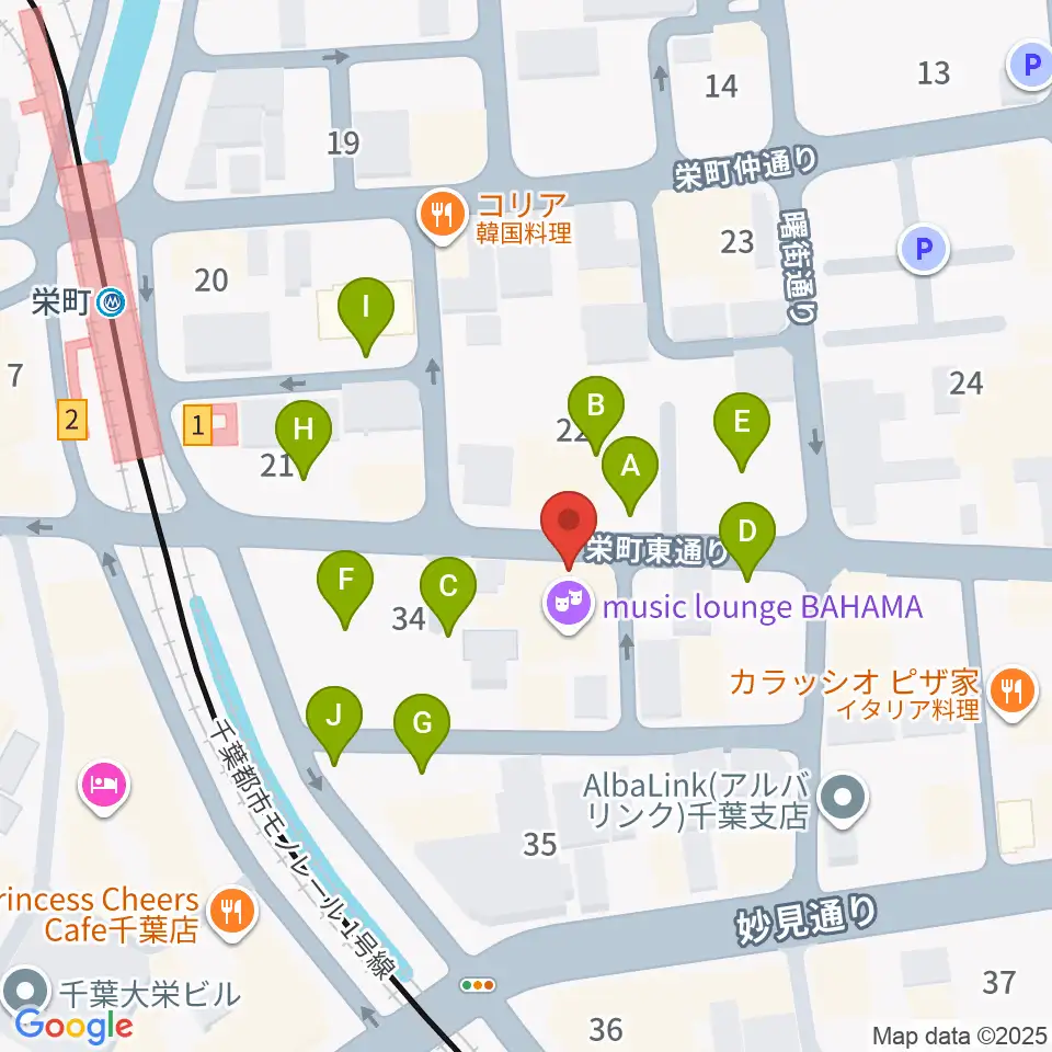 music lounge BAHAMA周辺の駐車場・コインパーキング一覧地図