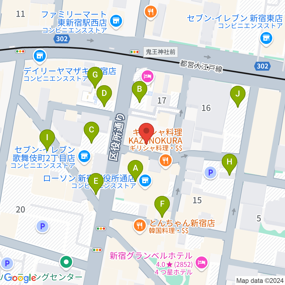 新宿MUSIC BAR CIRCLE周辺の駐車場・コインパーキング一覧地図