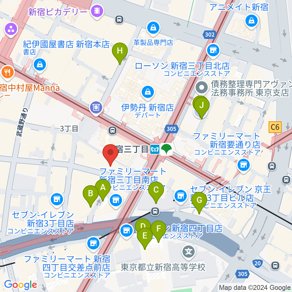 新宿アイミュージックバー周辺の駐車場・コインパーキング一覧地図