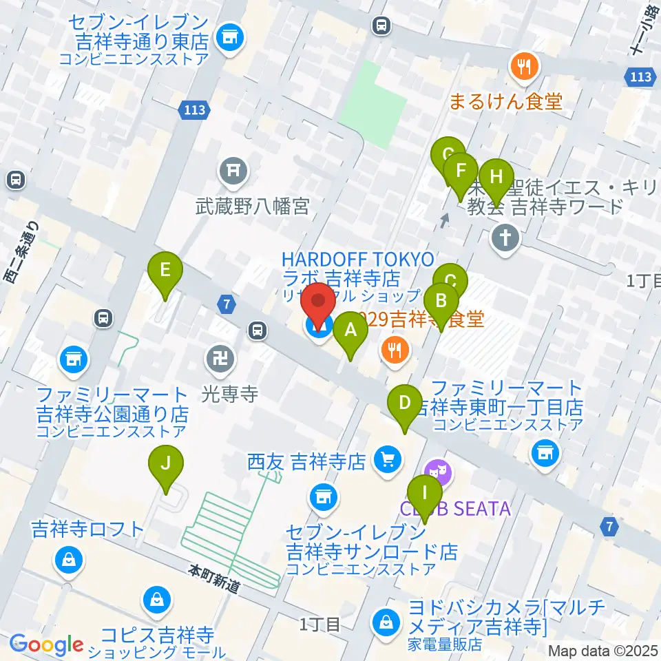 ハードオフ 楽器スタジオ吉祥寺店周辺の駐車場・コインパーキング一覧地図