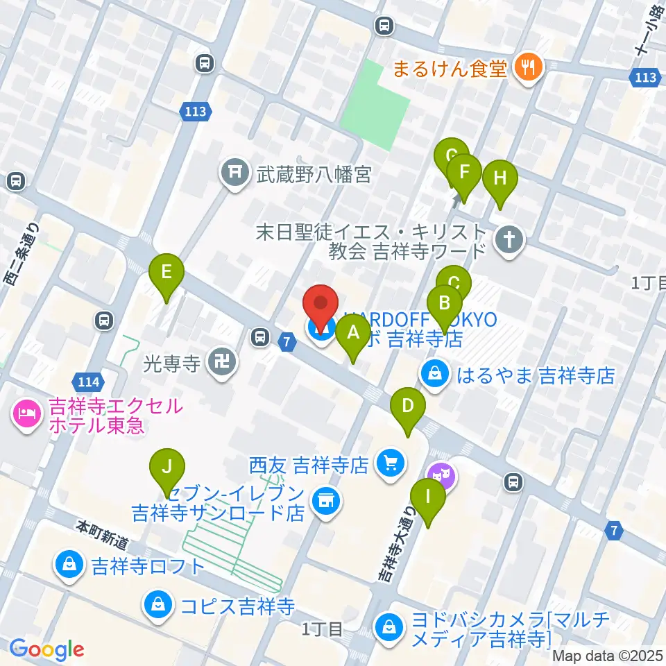 ハードオフ 楽器スタジオ吉祥寺店周辺の駐車場・コインパーキング一覧地図