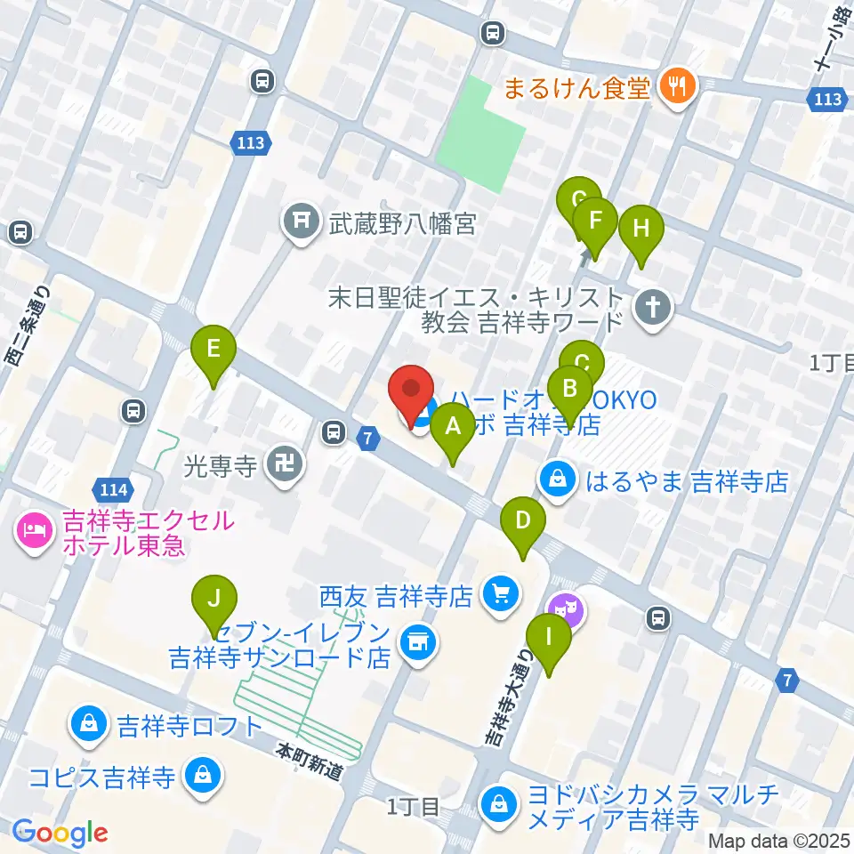 ハードオフ 楽器スタジオ吉祥寺店周辺の駐車場・コインパーキング一覧地図