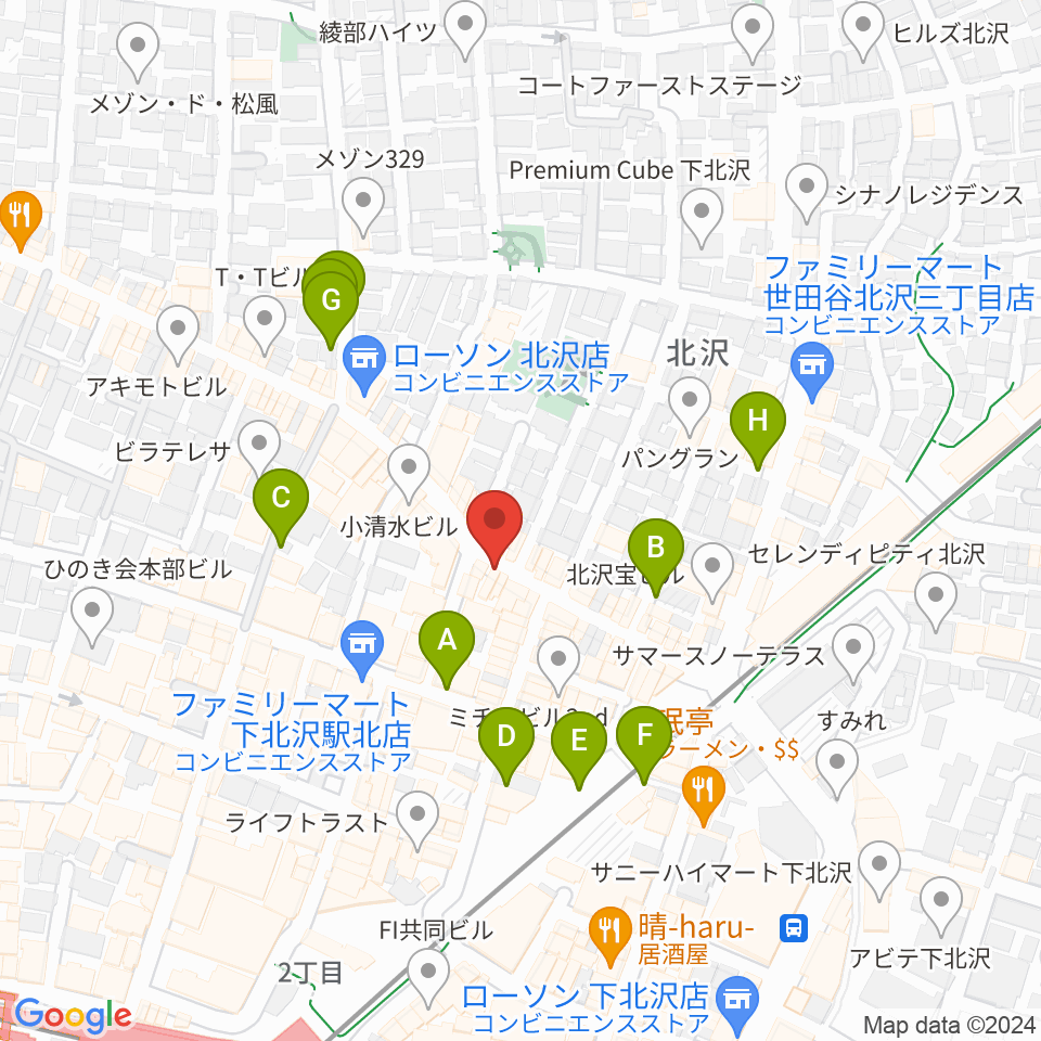 ピアノスタジオノア 下北沢店周辺の駐車場・コインパーキング一覧地図