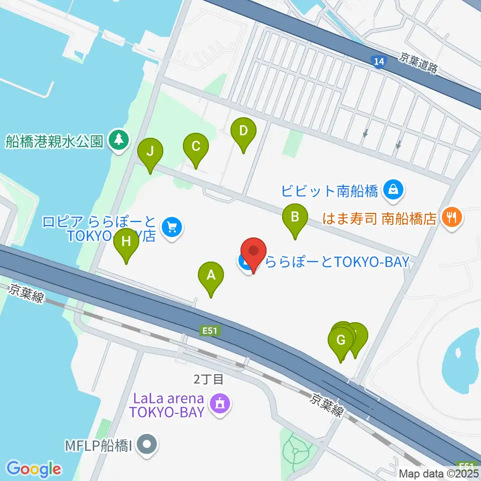 伊藤楽器 ららぽーとTOKYO-BAY店周辺の駐車場・コインパーキング一覧地図