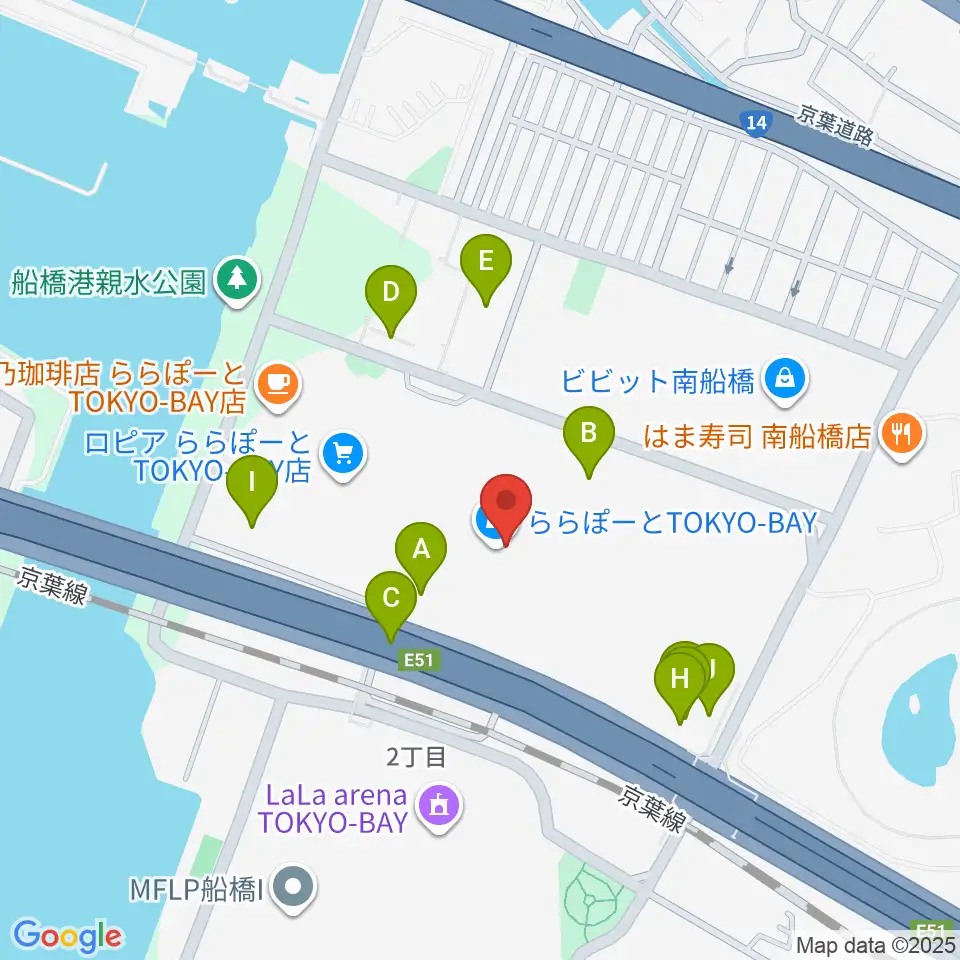 伊藤楽器 ららぽーとTOKYO-BAY店周辺の駐車場・コインパーキング一覧地図